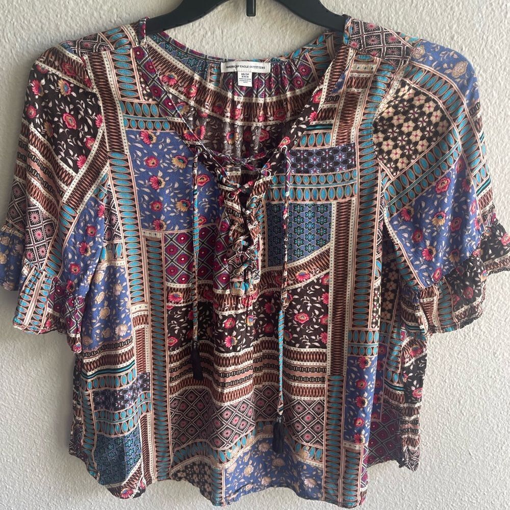 ❤️American Eagle Boho Floral Top XS